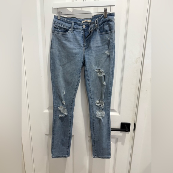 Levi's Denim - Distressed Levi’s 711 Skinny Light Blue Women's Jeans